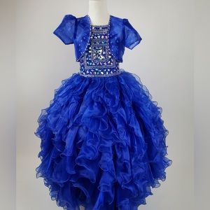 Blue girls party dress sz 7/ vestido de niña azul talla 7